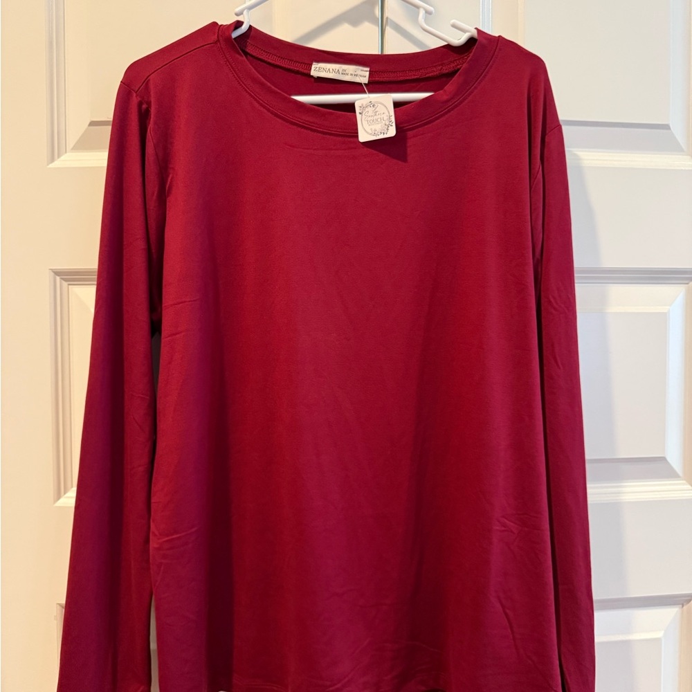 Zenana Outfitters Burgundy Long Sleeve Top